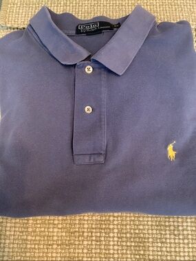 Polo by Ralph Lauren Men's Lavender-Blue Short Sleeve Polo with Yellow Pony